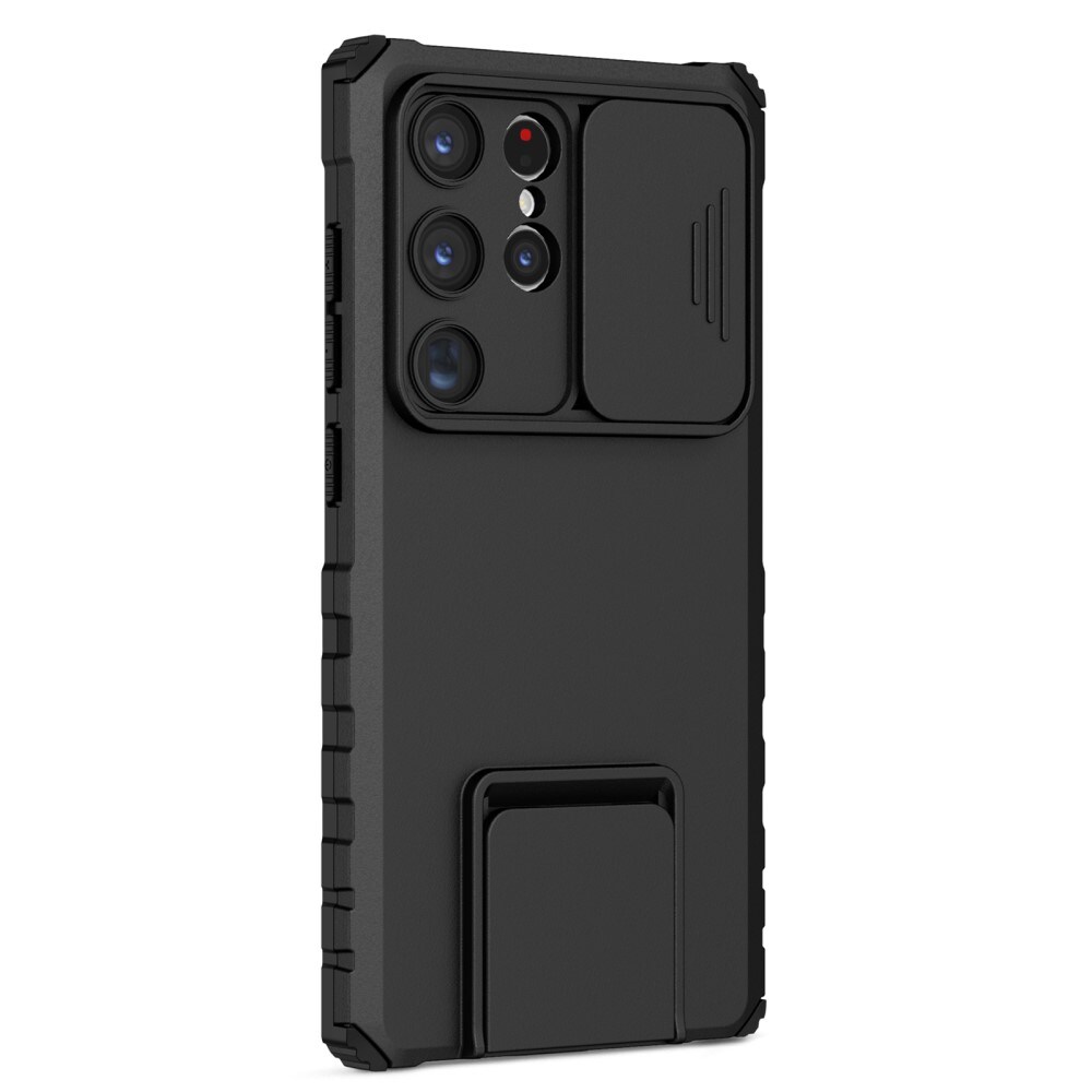 Samsung Galaxy S24 Ultra Cover med Kickstand & Kamerabeskyttelse, Sort