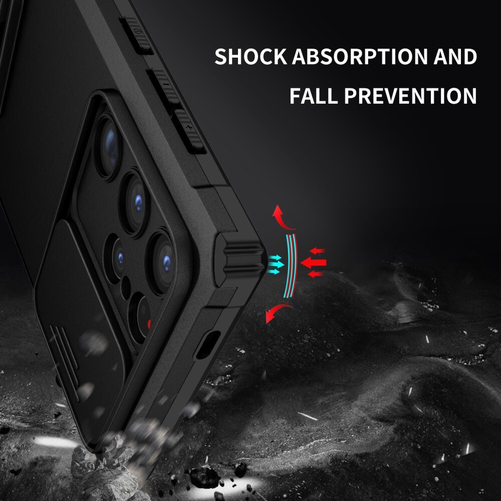 Samsung Galaxy S24 Ultra Cover med Kickstand & Kamerabeskyttelse, Sort