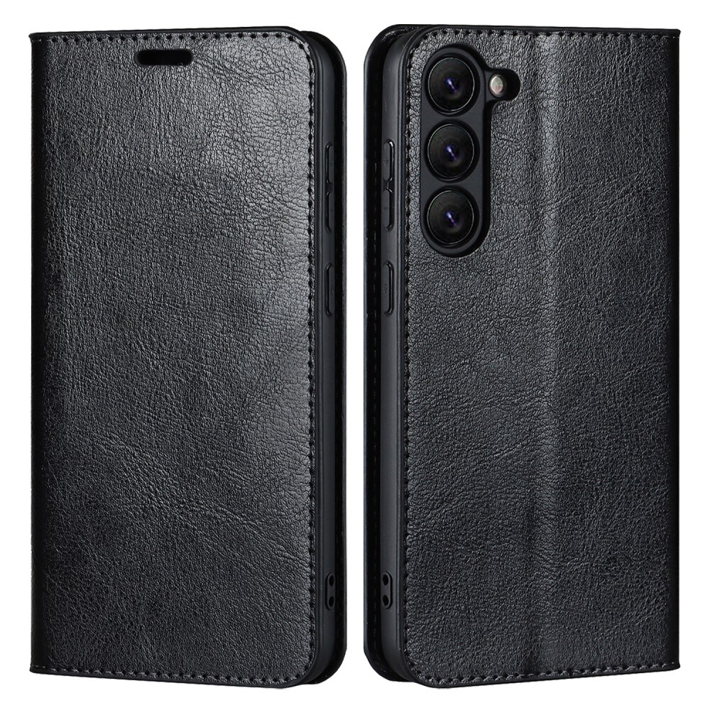 Samsung Galaxy S23 Smidigt mobiletui i ægte læder, Sort