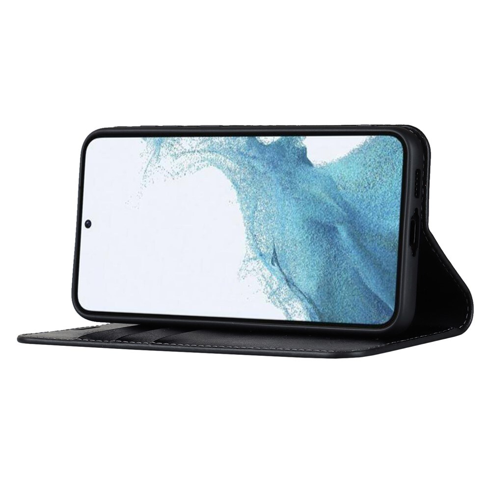 Samsung Galaxy S23 Smidigt mobiletui i ægte læder, Sort