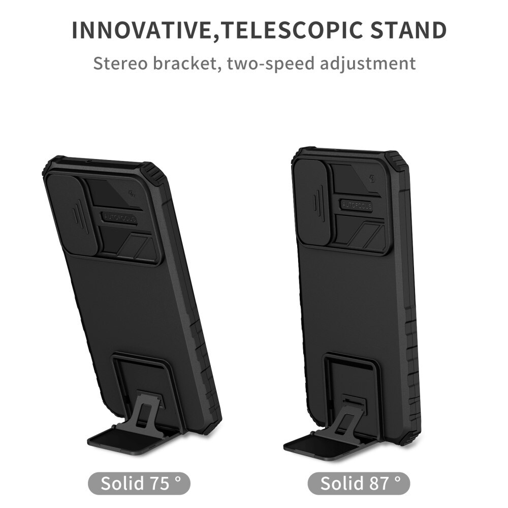 Samsung Galaxy A15 Cover med Kickstand & Kamerabeskyttelse, Sort