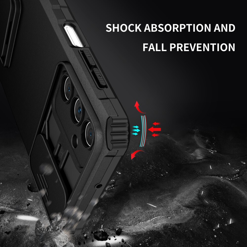 Samsung Galaxy A15 Cover med Kickstand & Kamerabeskyttelse, Sort