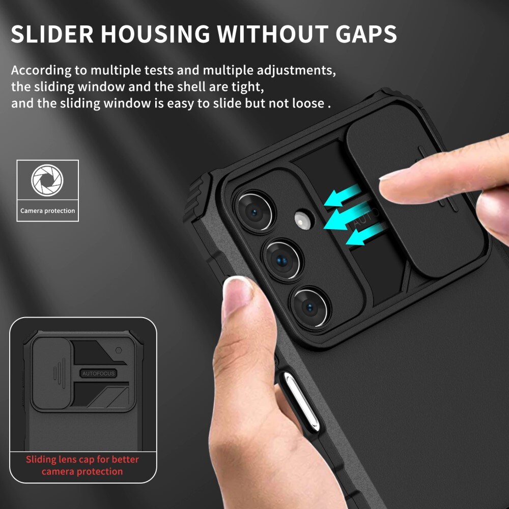 Samsung Galaxy A15 Cover med Kickstand & Kamerabeskyttelse, Sort