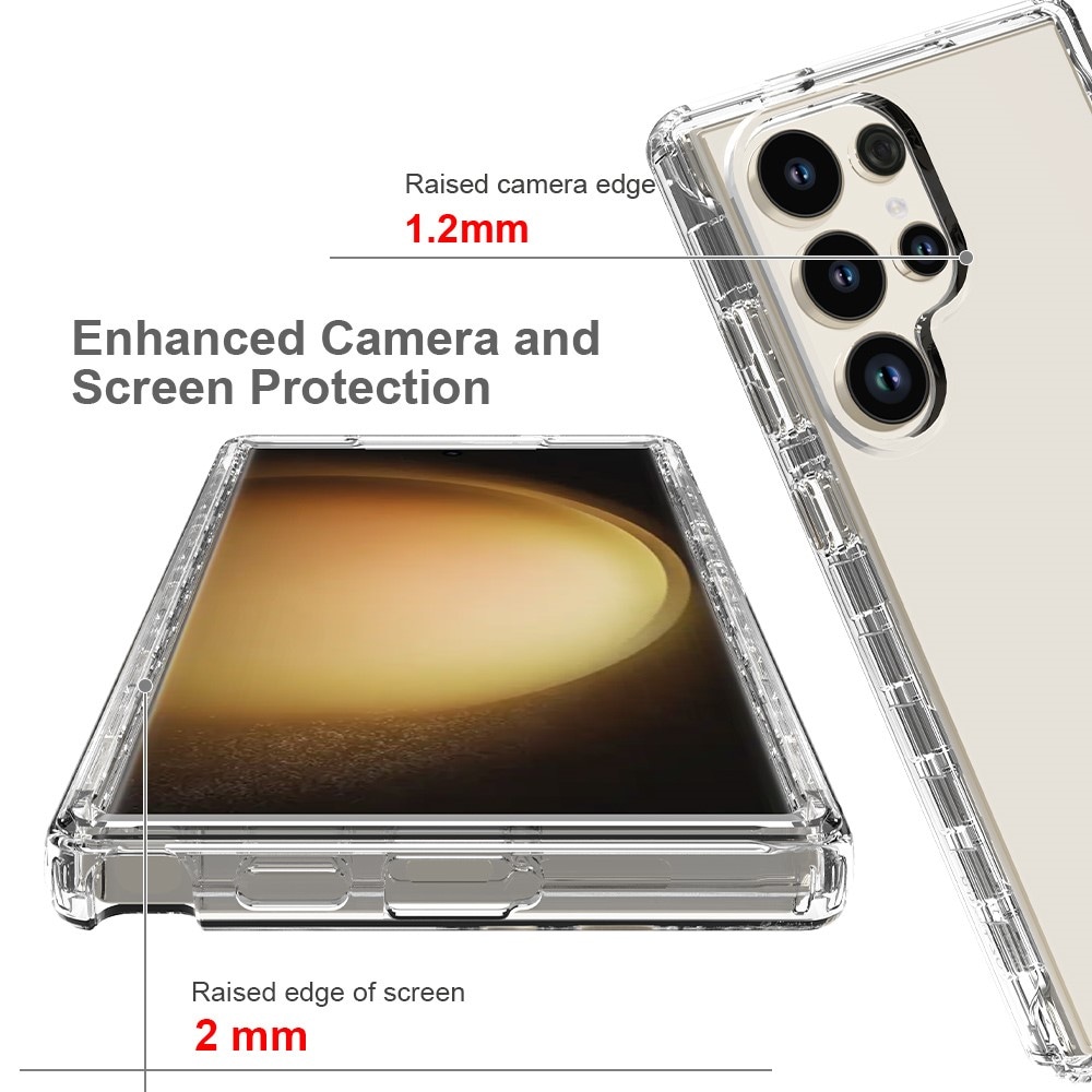 Samsung Galaxy S24 Ultra Stødsikkert mobilcover med beskyttelsesramme Gennemsigtig