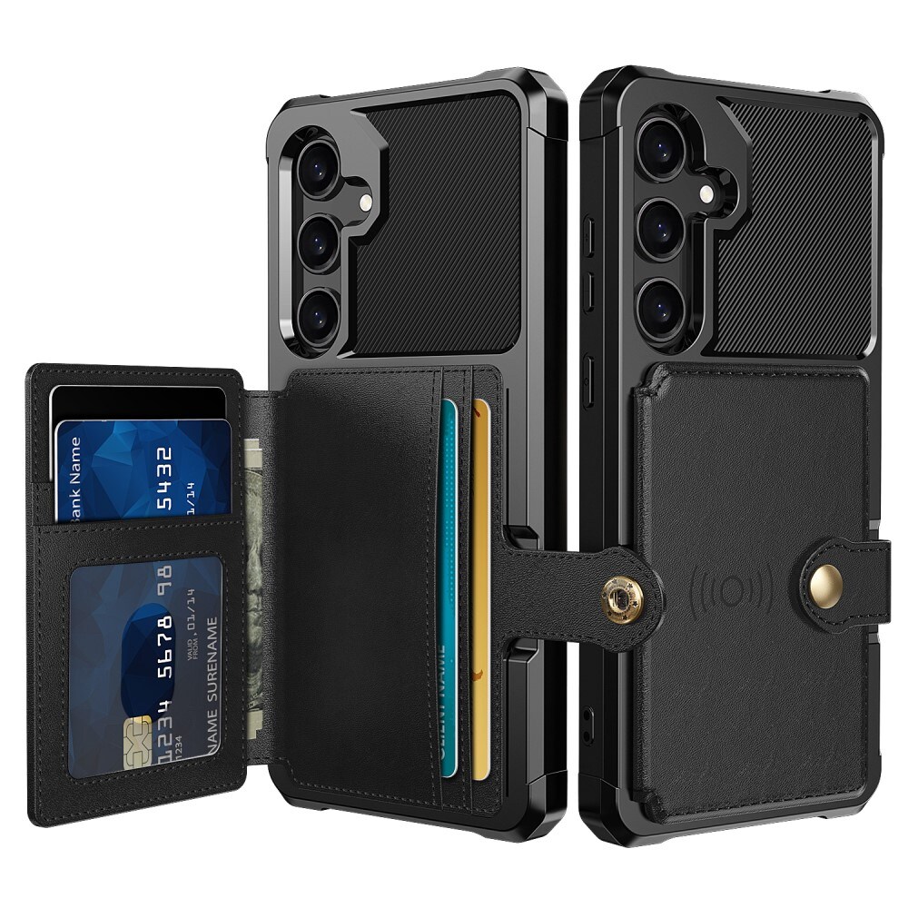 Samsung Galaxy S24 Stødsikkert mobilcover med pung, Sort