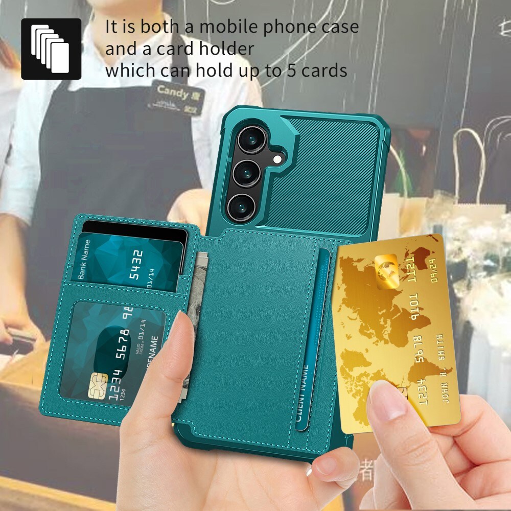 Samsung Galaxy S24 Stødsikkert mobilcover med pung, Grøn