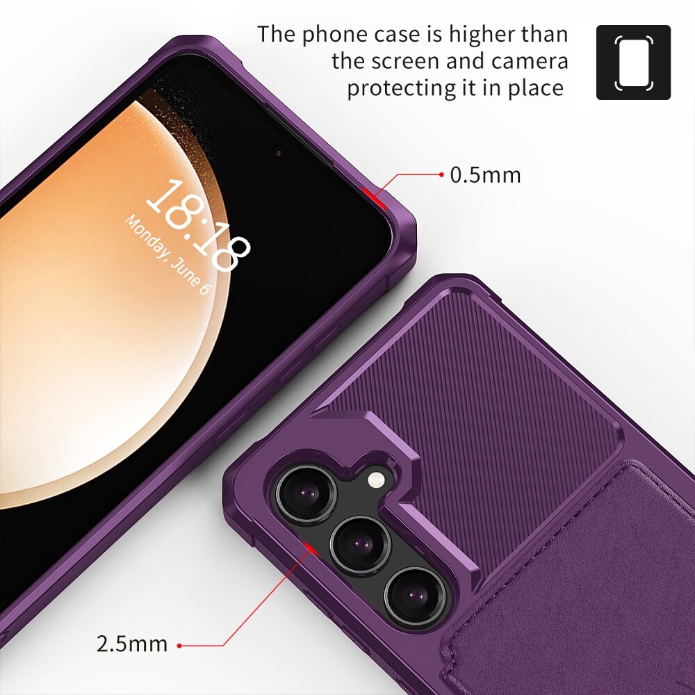 Samsung Galaxy S24 Stødsikkert mobilcover med pung, Lilla