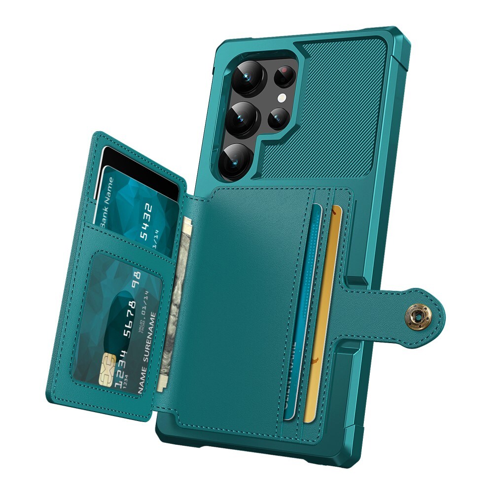 Samsung Galaxy S24 Ultra Stødsikkert mobilcover med pung, Grøn