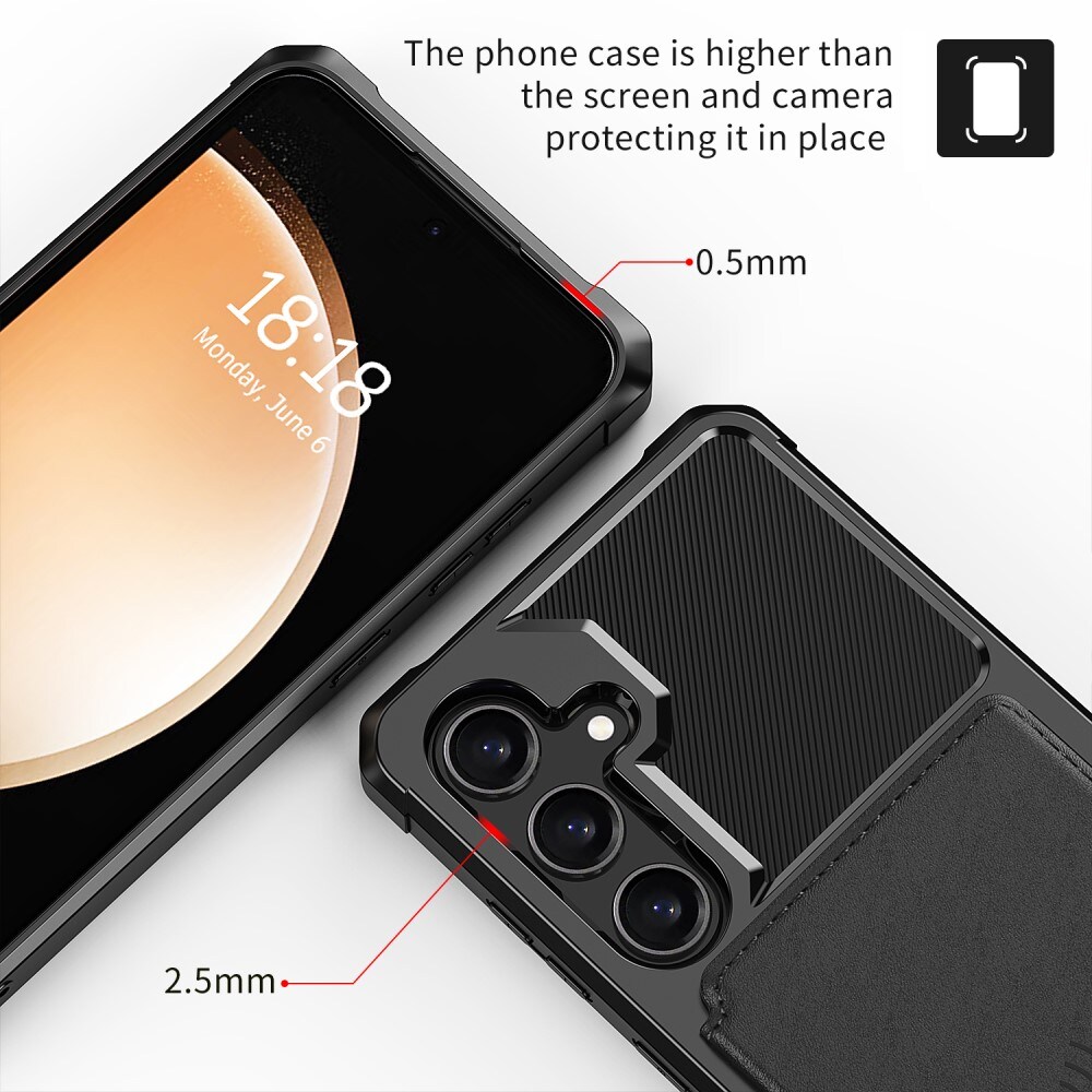 Samsung Galaxy S24 Plus Stødsikkert mobilcover med pung, Sort