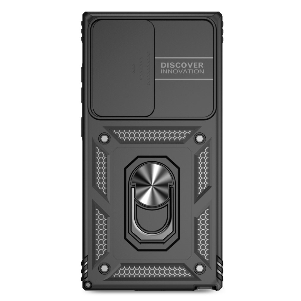 Samsung Galaxy S24 Ultra Cover med kamerabeskyttelse & fingerring, Sort