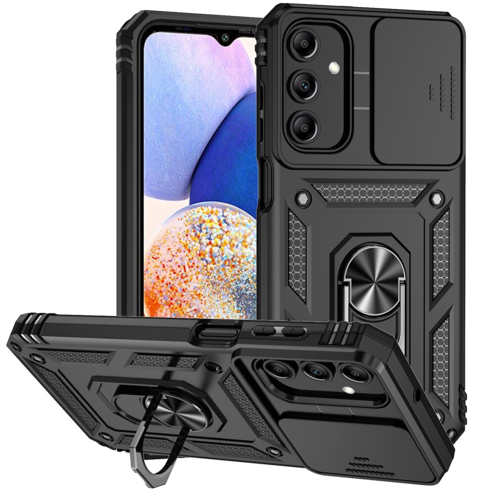 Samsung Galaxy A15 Cover med kamerabeskyttelse & fingerring, Sort