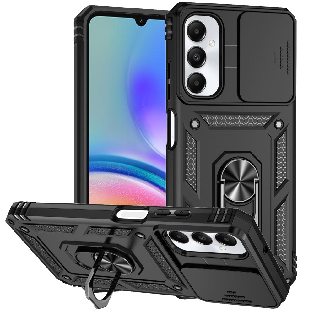 Samsung Galaxy A05s Cover med kamerabeskyttelse & fingerring, Sort