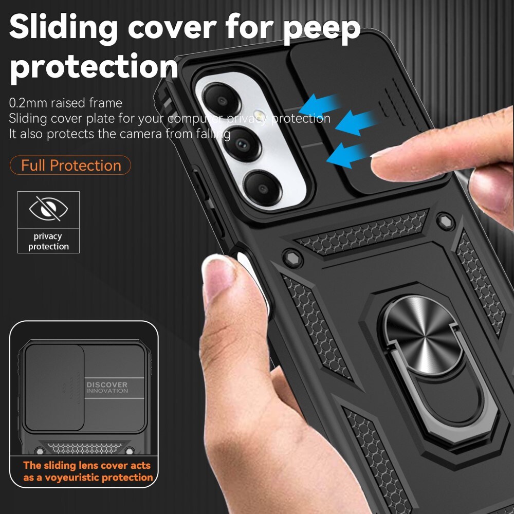 Samsung Galaxy A05s Cover med kamerabeskyttelse & fingerring, Sort