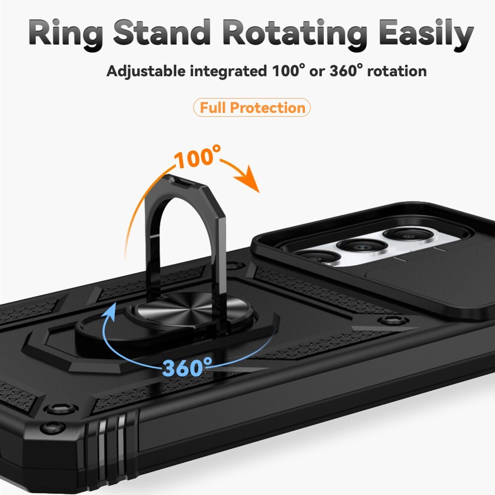 Samsung Galaxy A05s Cover med kamerabeskyttelse & fingerring, Sort
