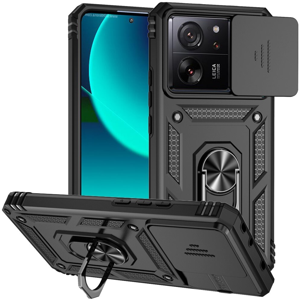 Xiaomi 13T Pro Cover med kamerabeskyttelse & fingerring, Sort