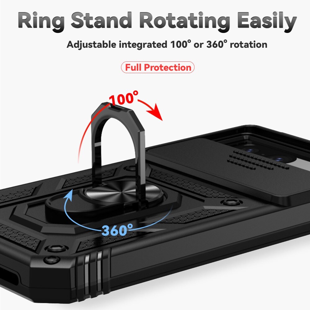Google Pixel 8a Cover med kamerabeskyttelse & fingerring, Sort