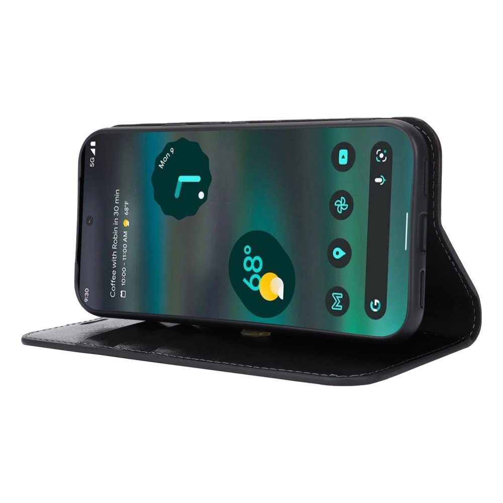 Google Pixel 8a Smidigt mobiletui i ægte læder, Sort