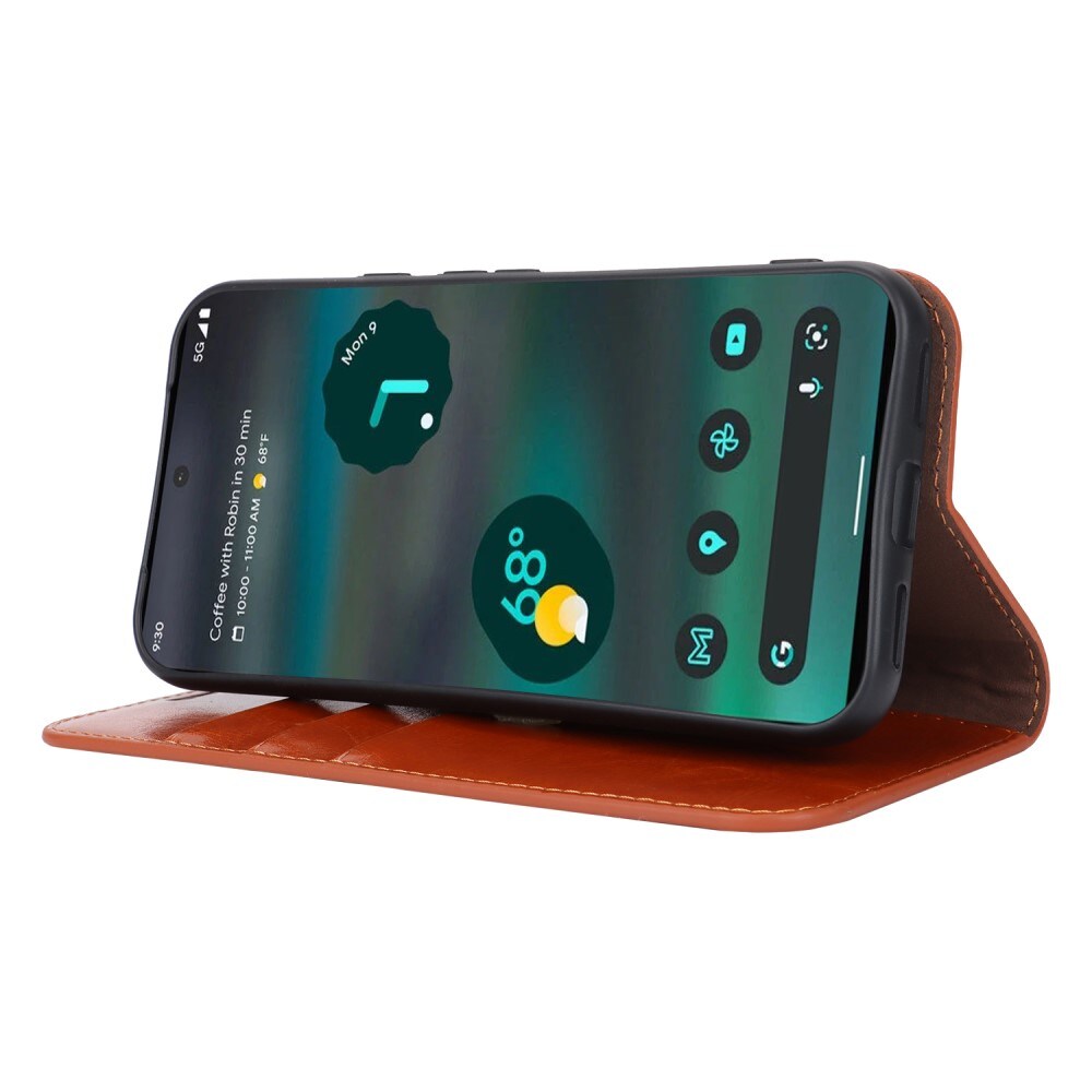 Google Pixel 8a Smidigt mobiletui i ægte læder, Brun
