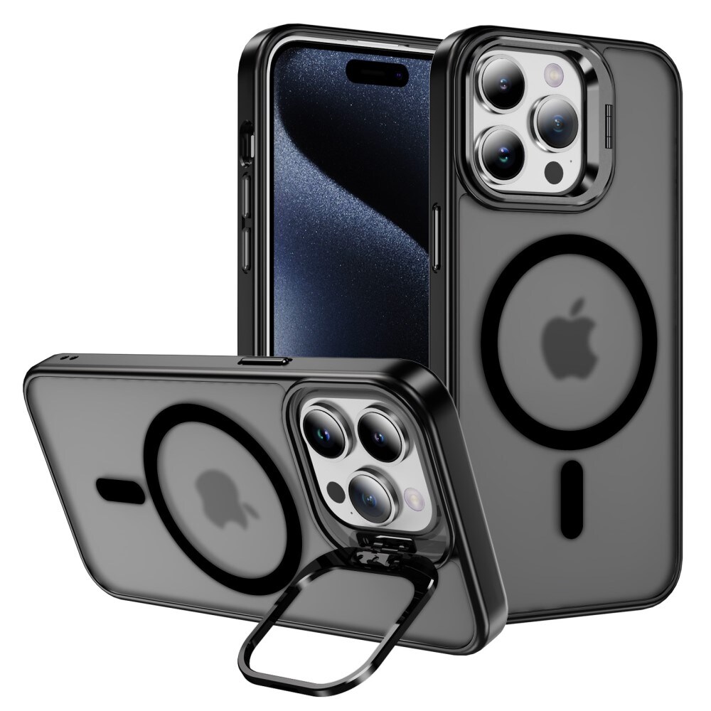 iPhone 15 Pro Max Hybridcover med MagSafe og kickstand, Sort