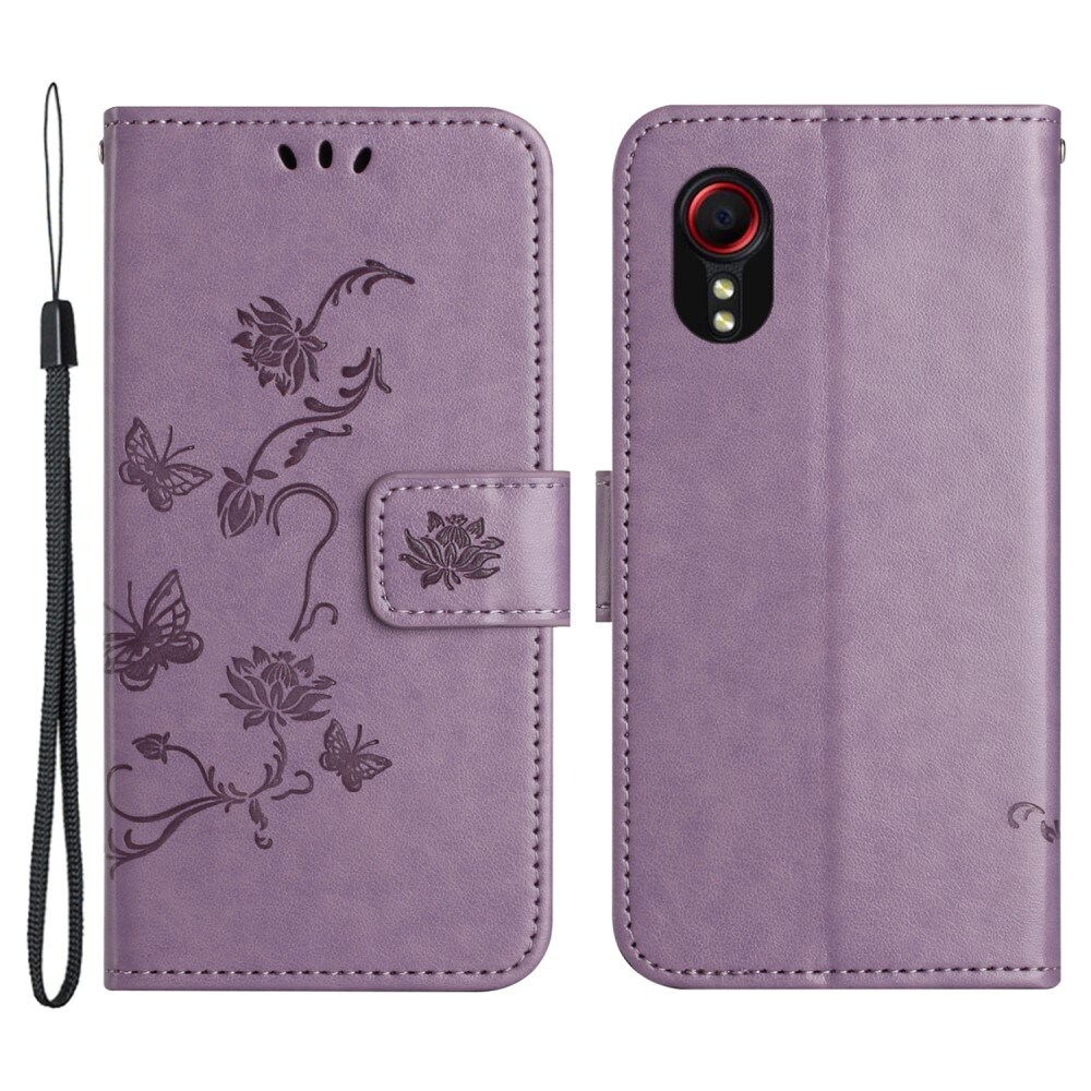 Samsung Galaxy Xcover 7 Mobiletui med sommerfugle, Lilla