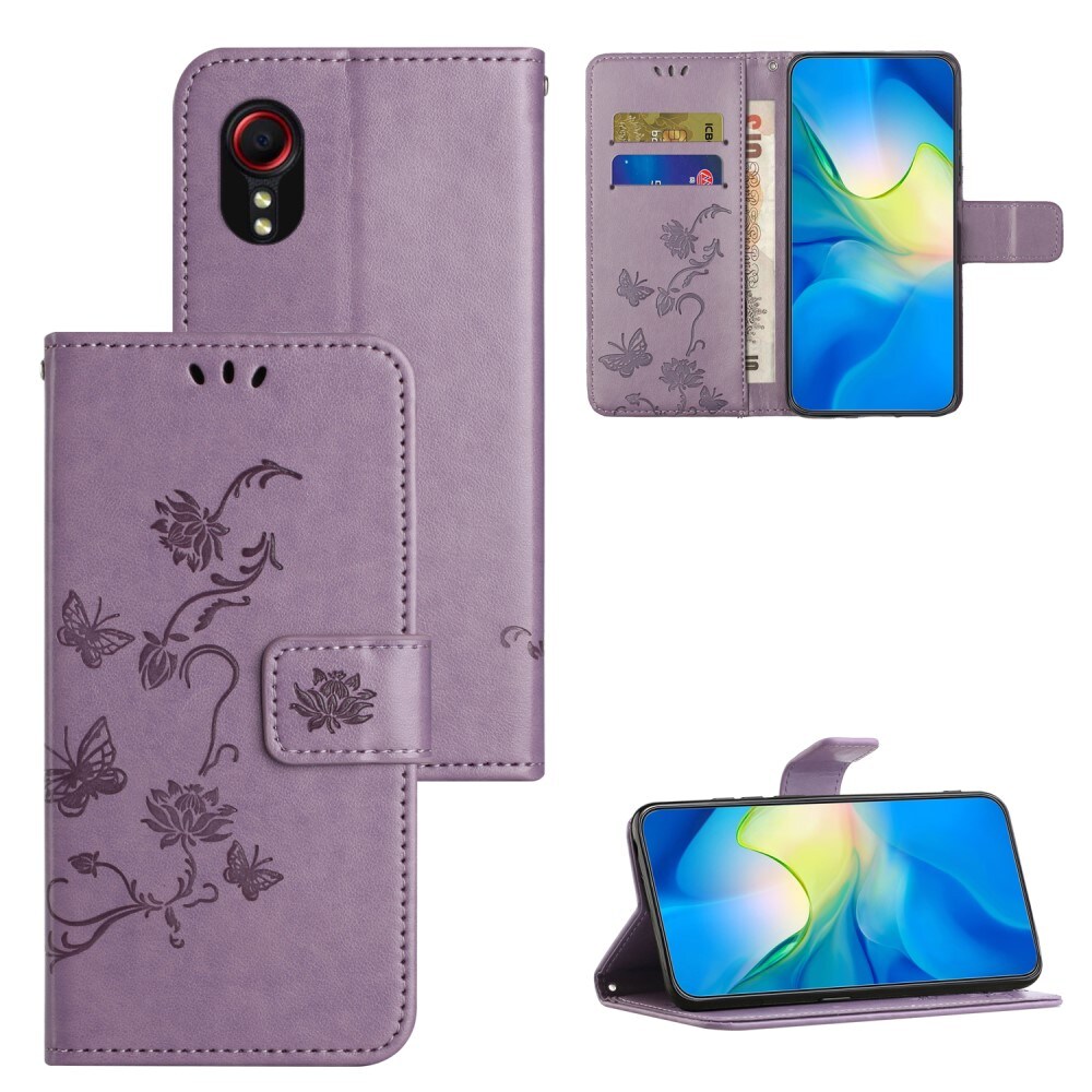 Samsung Galaxy Xcover 7 Mobiletui med sommerfugle, Lilla