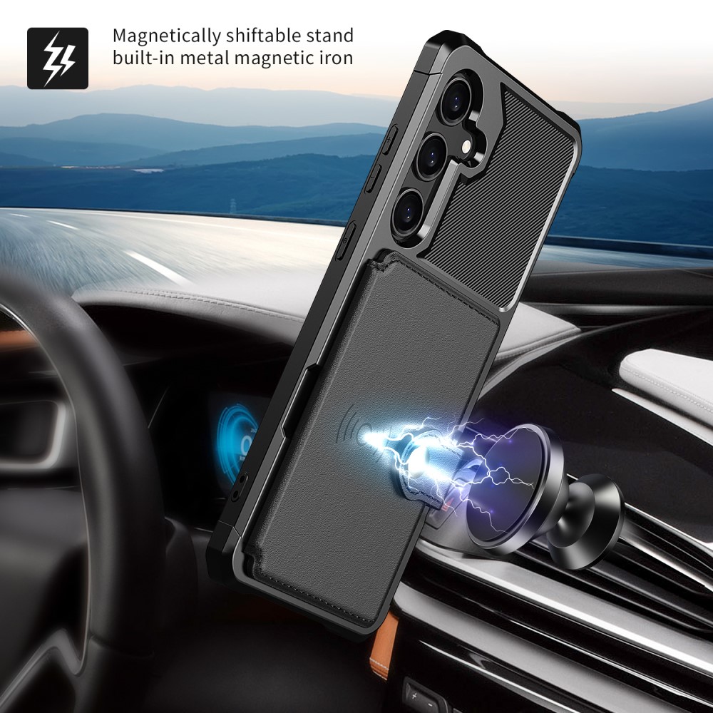 Samsung Galaxy A35 Stødsikkert mobilcover med pung, Sort