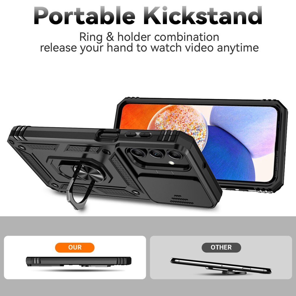 Samsung Galaxy A35 Cover med kamerabeskyttelse & fingerring, Sort