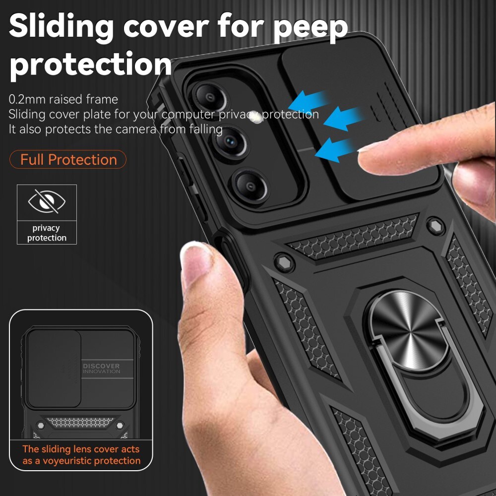 Samsung Galaxy A35 Cover med kamerabeskyttelse & fingerring, Sort