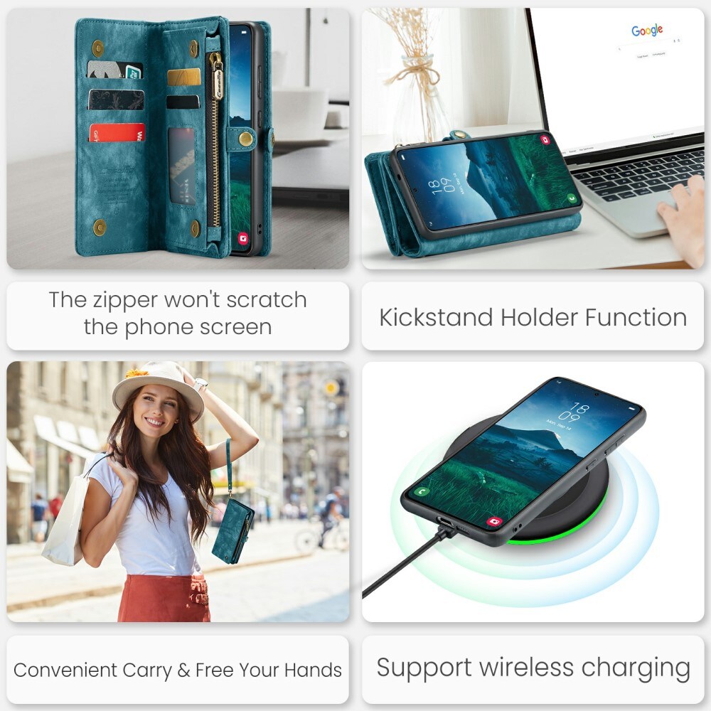 Samsung Galaxy S24 Rummeligt pungetui med mange kortholdere, Blå