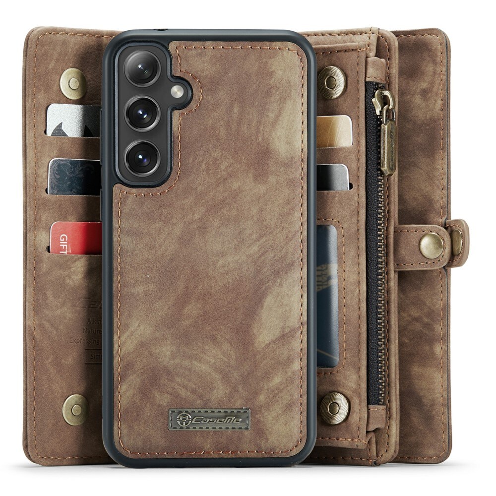 Samsung Galaxy S24 Plus Rummeligt pungetui med mange kortholdere, Brun
