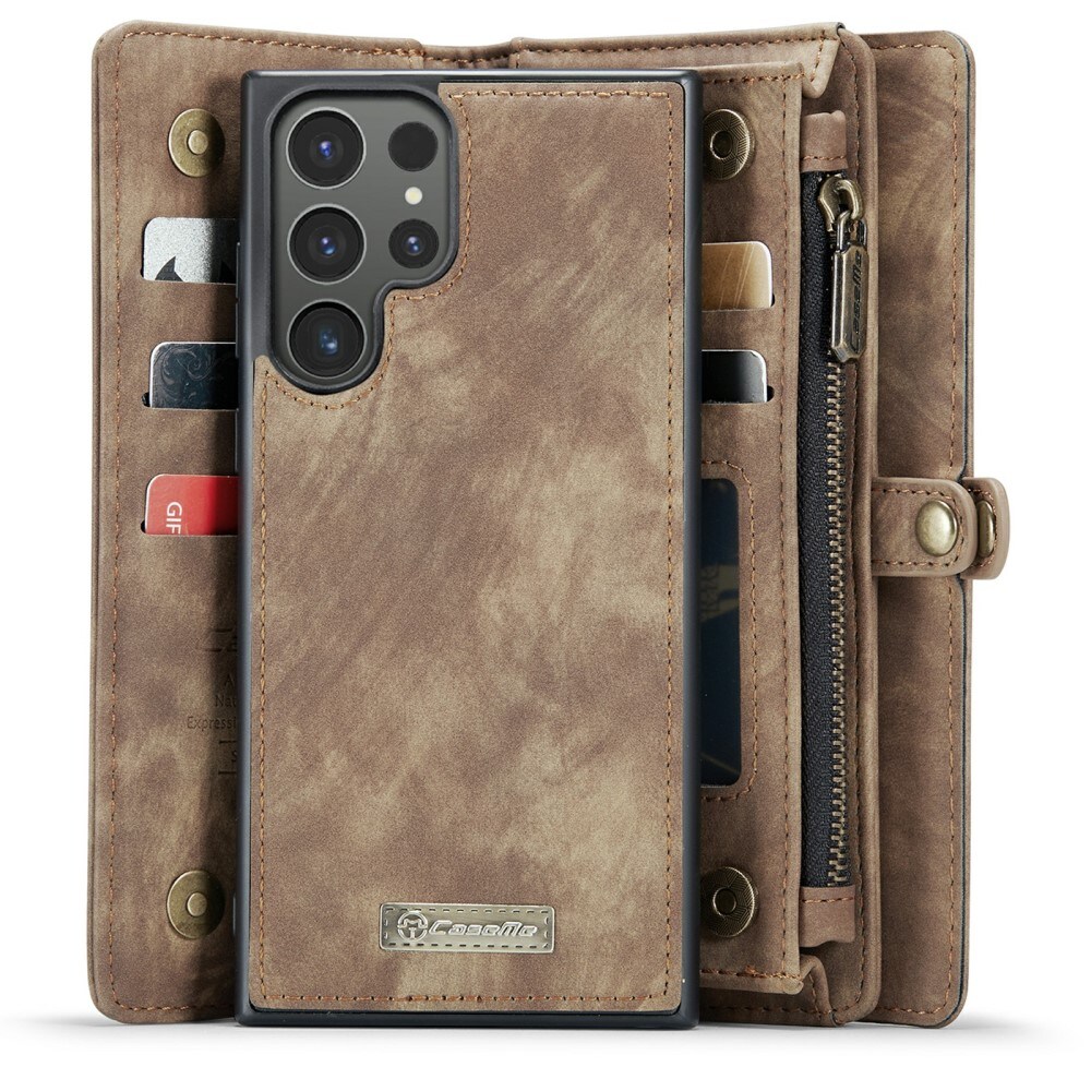 Samsung Galaxy S24 Ultra Rummeligt pungetui med mange kortholdere, Brun