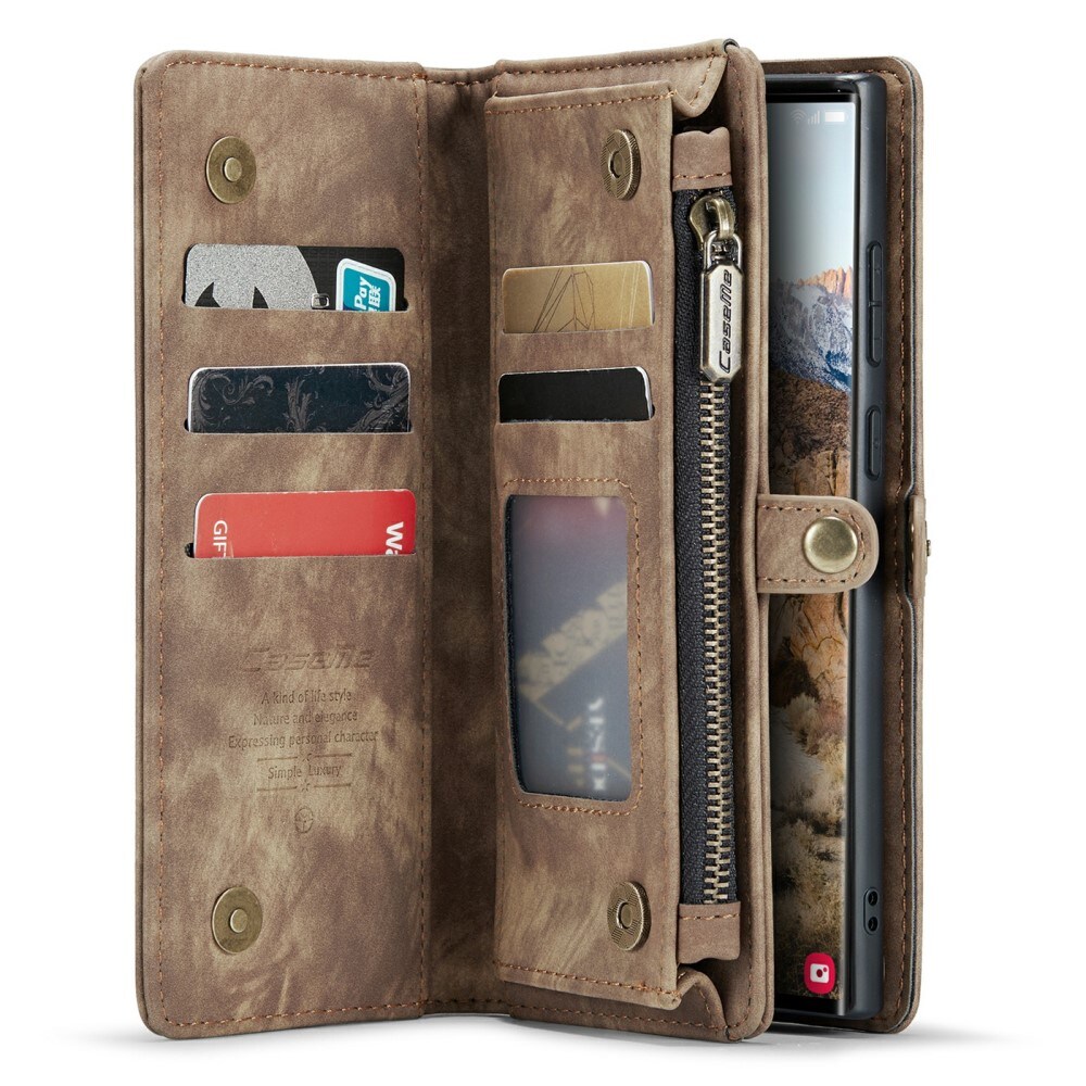 Samsung Galaxy S24 Ultra Rummeligt pungetui med mange kortholdere, Brun