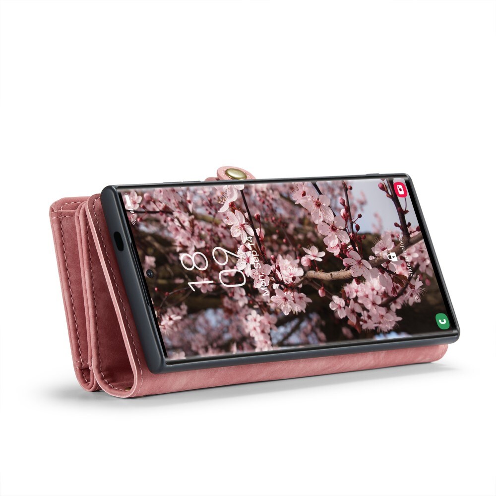 Samsung Galaxy S24 Ultra Rummeligt pungetui med mange kortholdere, Lyserød