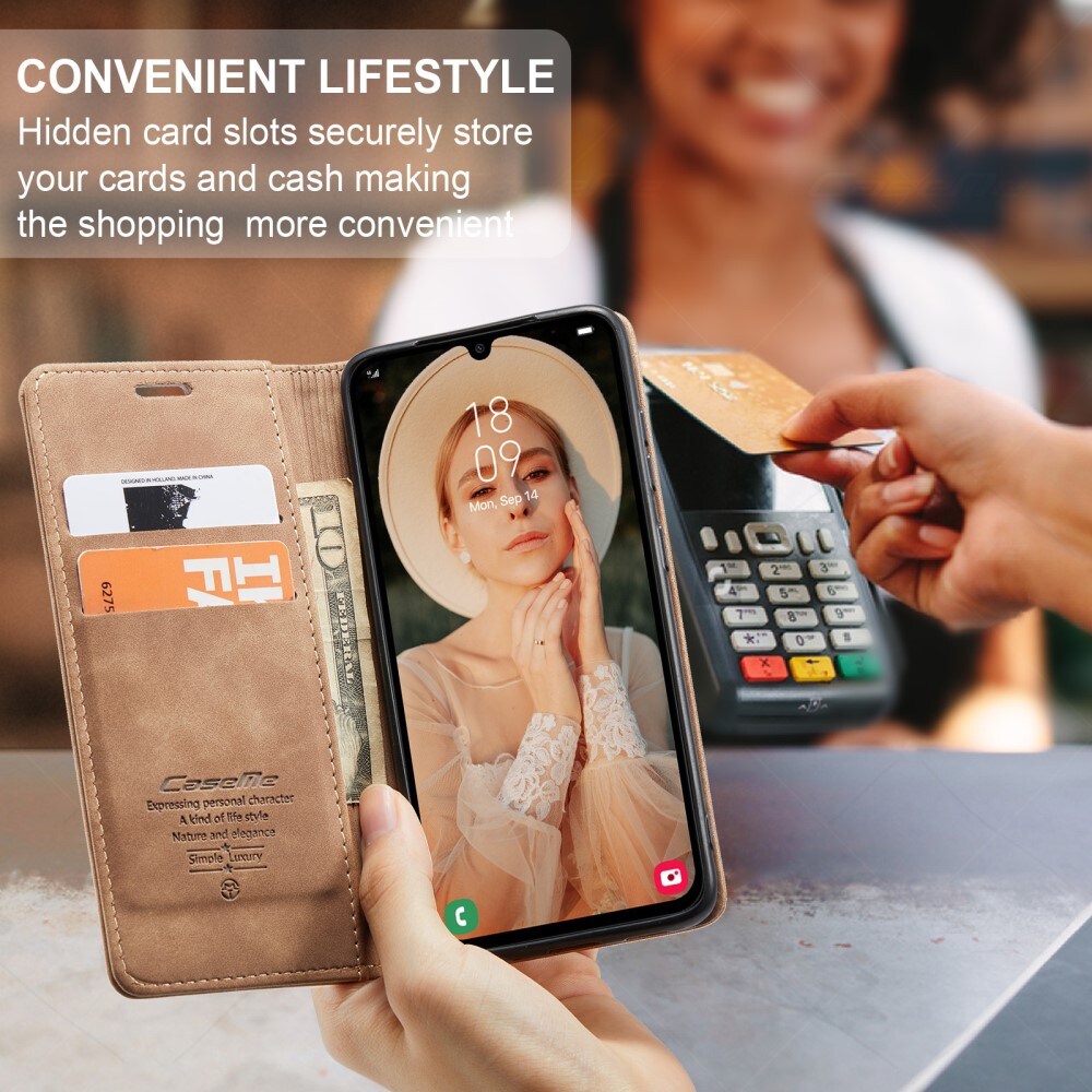Samsung Galaxy A15 Slankt pungetui, Brun