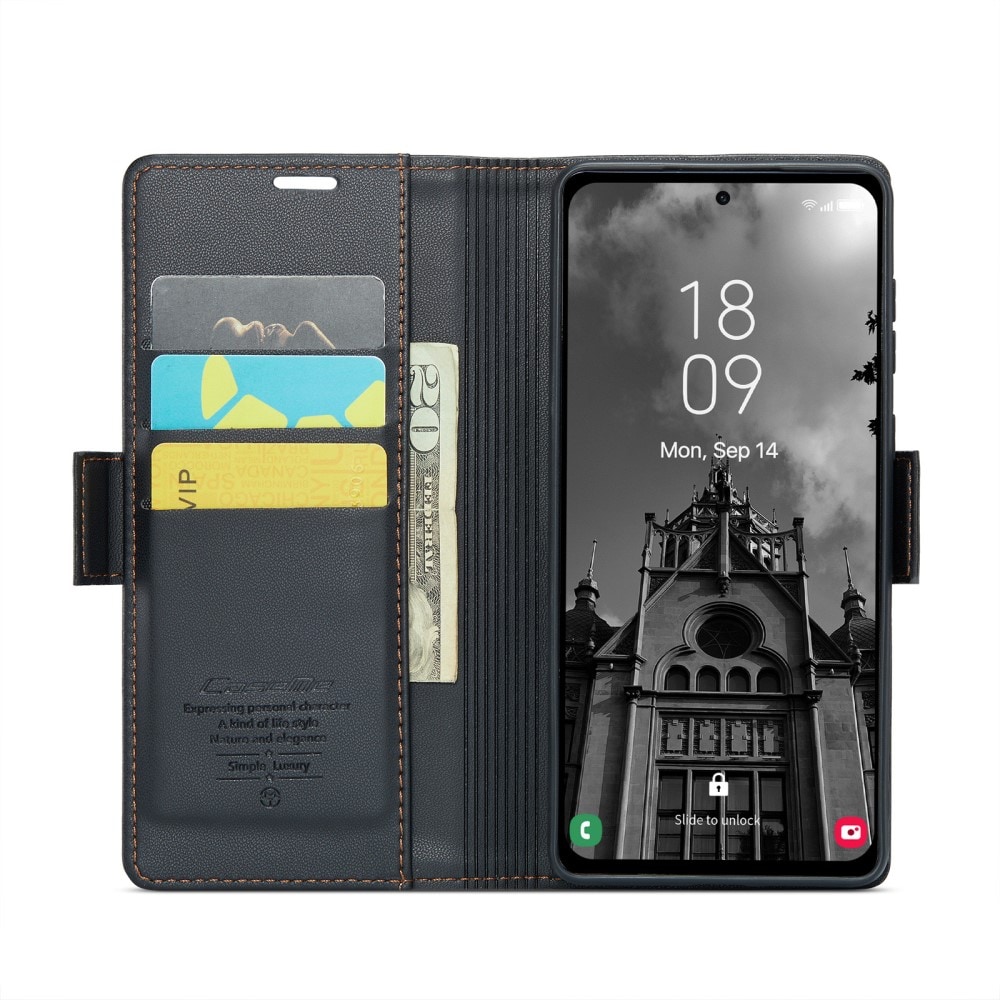 Samsung Galaxy A55 Slankt RFID-pungetui, Sort