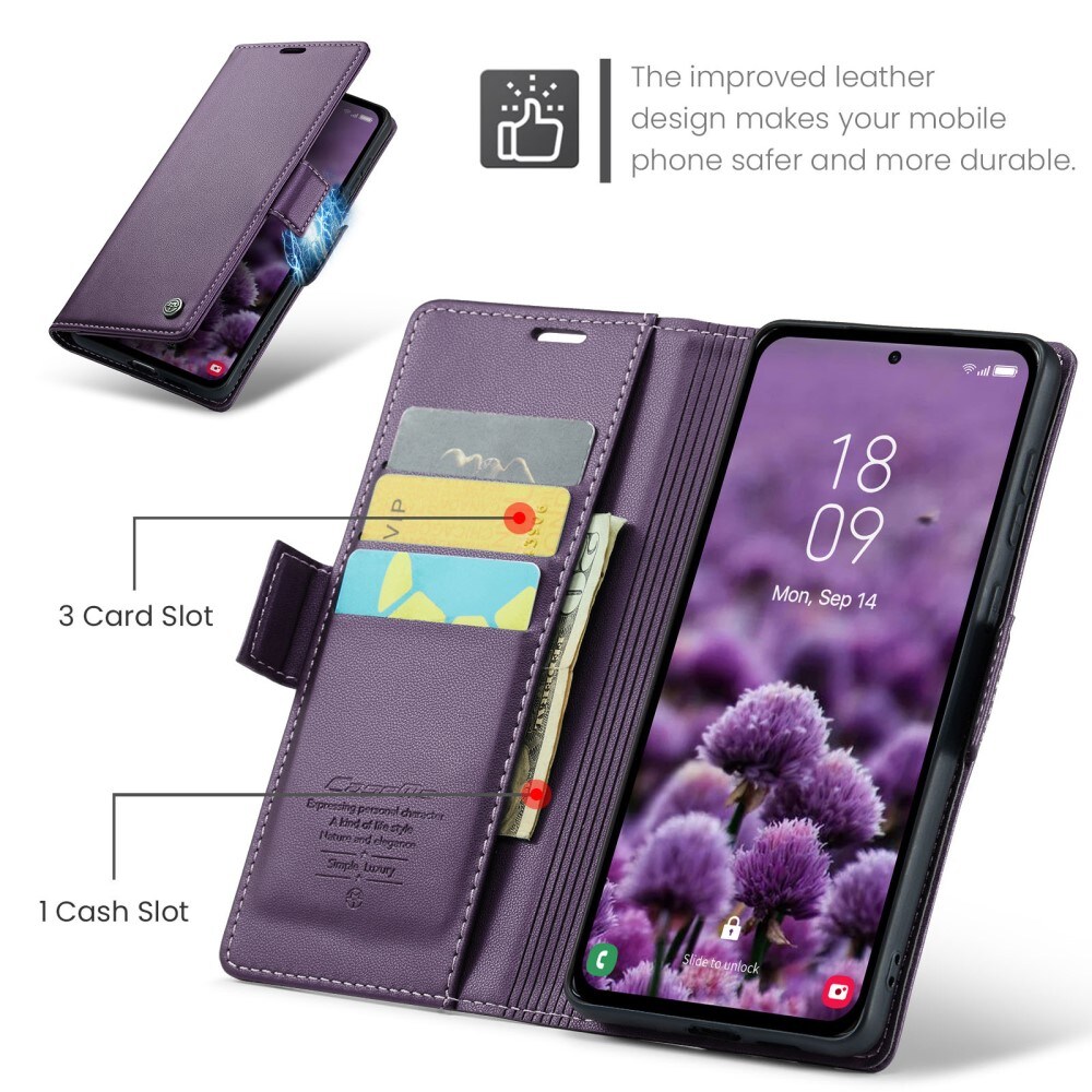Samsung Galaxy A55 Slankt RFID-pungetui, Lilla