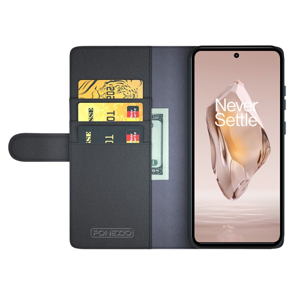  OnePlus 13R Slankt mobiletui i ægte læder, Sort