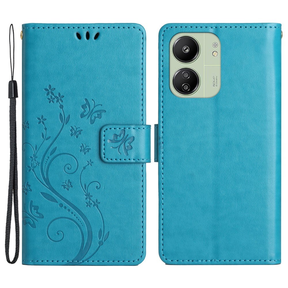 Xiaomi Redmi 13C Mobiletui med sommerfugle, Blå