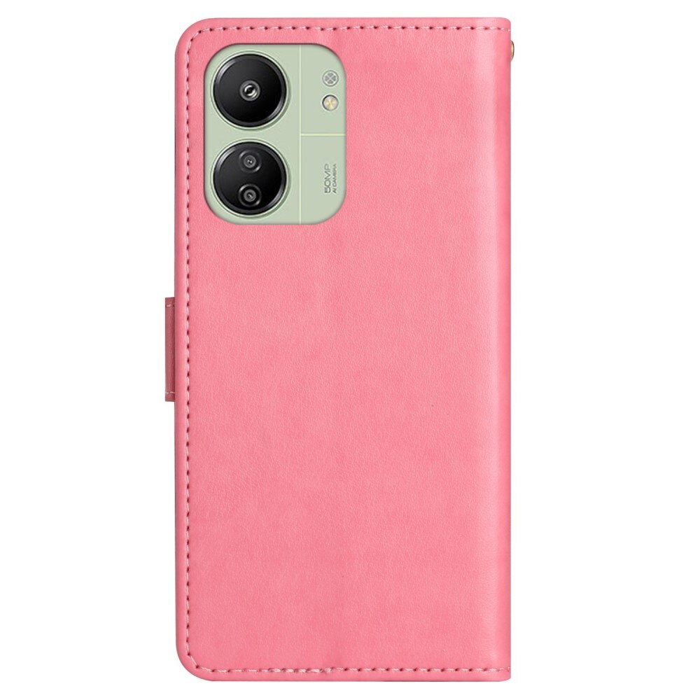 Xiaomi Redmi 13C Mobiletui med sommerfugle, Lyserød