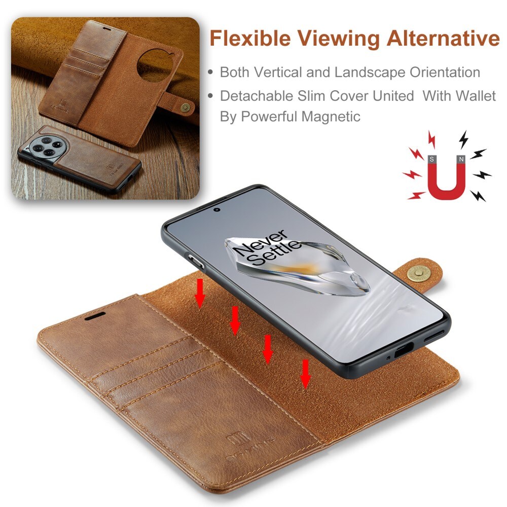  OnePlus 12 Pungetui med aftageligt cover, Cognac