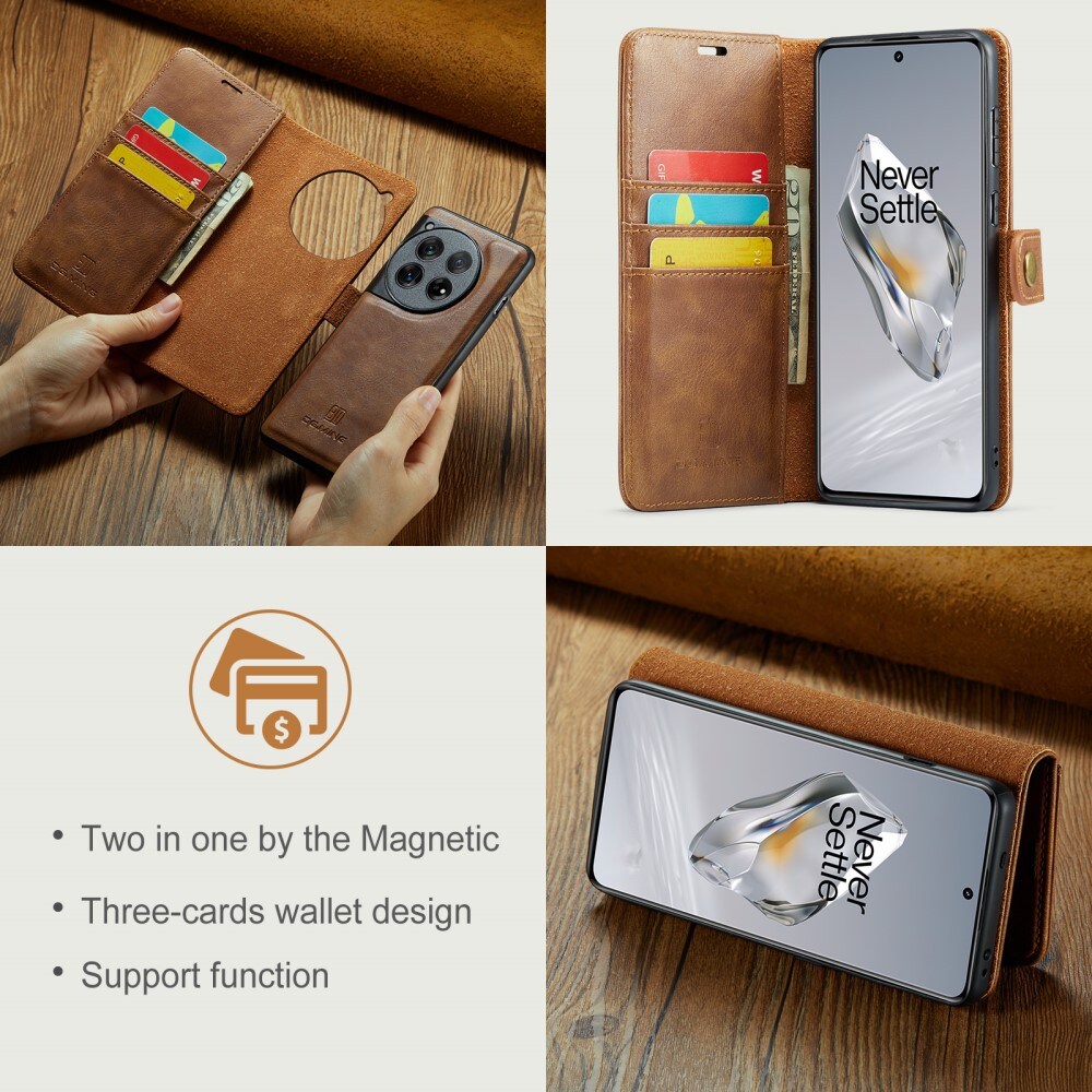  OnePlus 12 Pungetui med aftageligt cover, Cognac