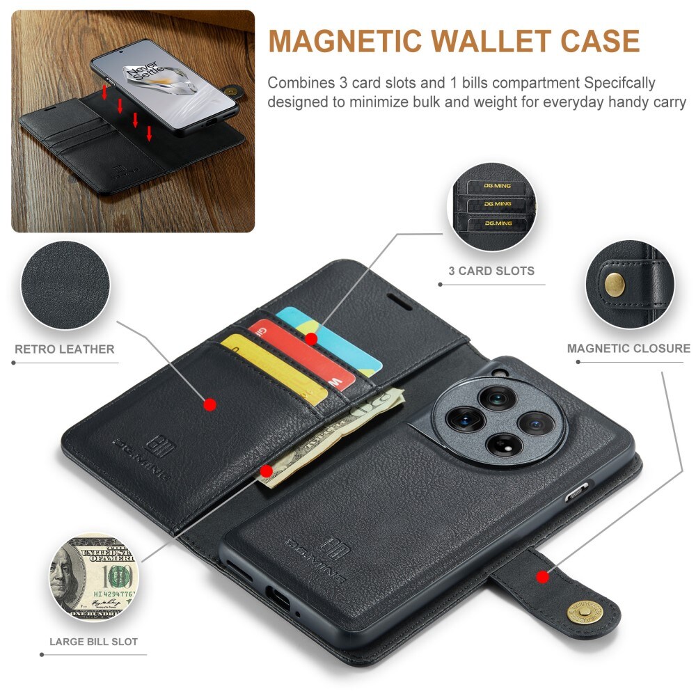  OnePlus 12 Pungetui med aftageligt cover, Black