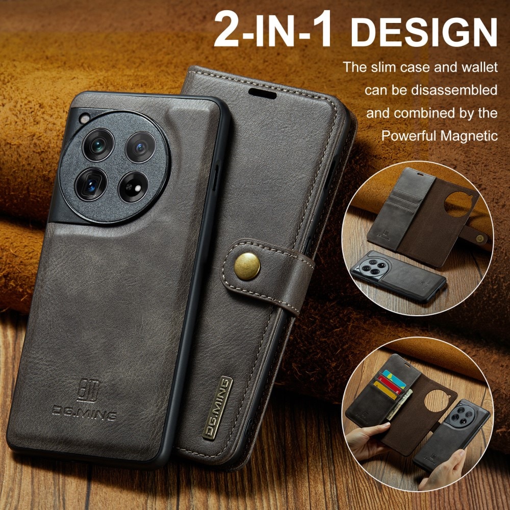  OnePlus 12 Pungetui med aftageligt cover, Brown