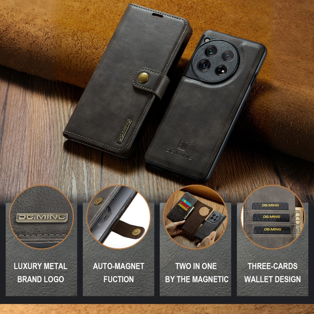  OnePlus 12 Pungetui med aftageligt cover, Brown