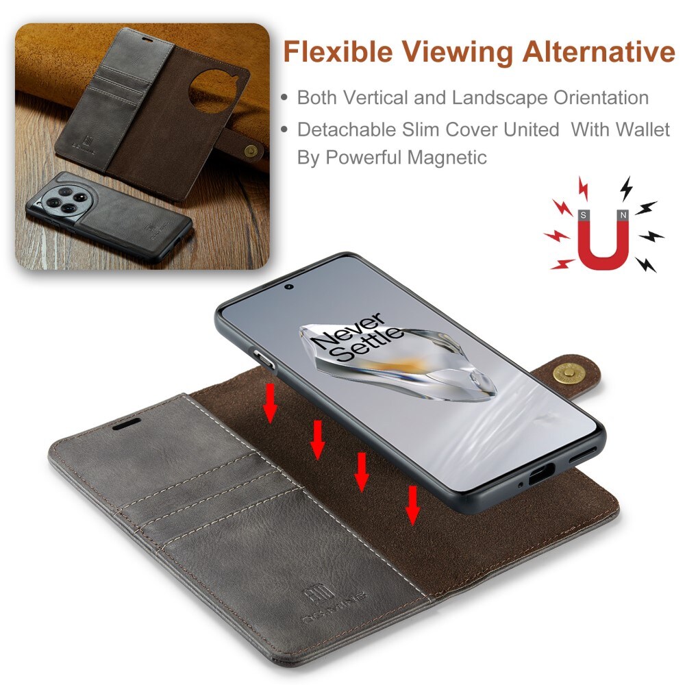  OnePlus 12 Pungetui med aftageligt cover, Brown