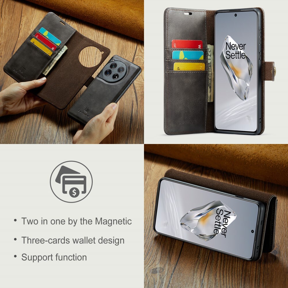  OnePlus 12 Pungetui med aftageligt cover, Brown