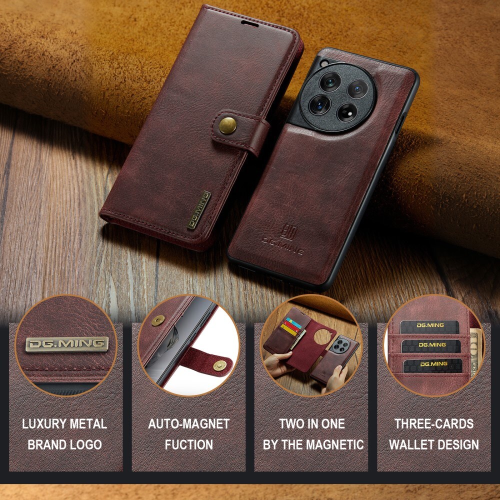  OnePlus 12 Pungetui med aftageligt cover, Red