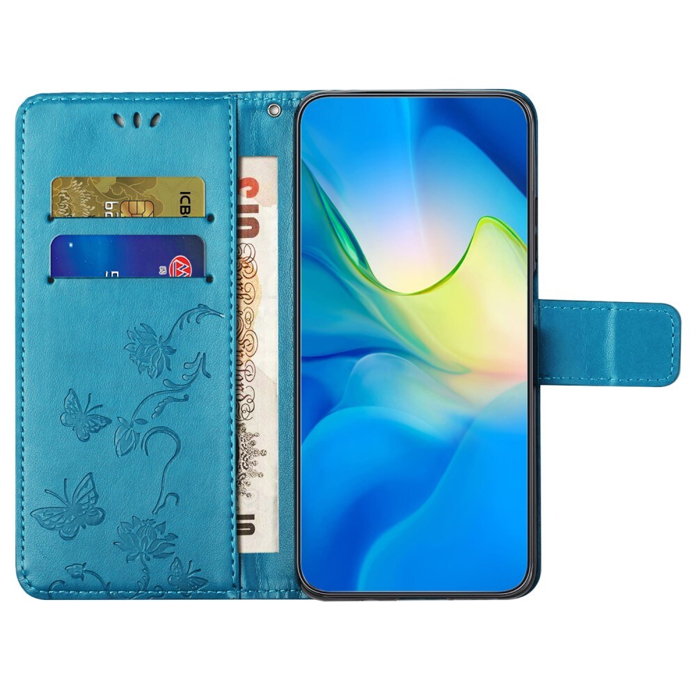 Motorola Moto G24 Mobiletui med sommerfugle, Blå
