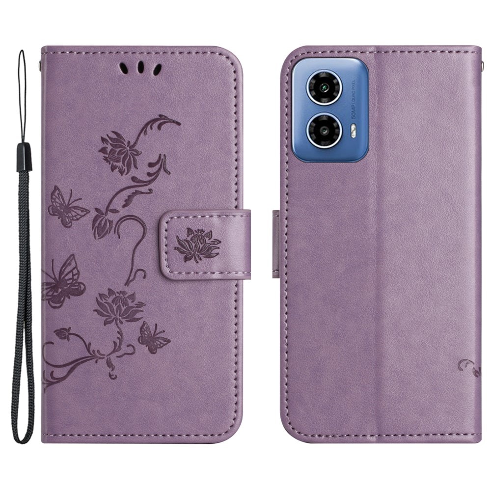Motorola Moto G24 Mobiletui med sommerfugle, Lilla