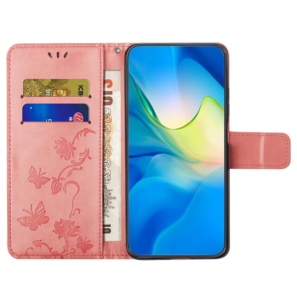 Motorola Moto G24 Power Mobiletui med sommerfugle, Lyserød
